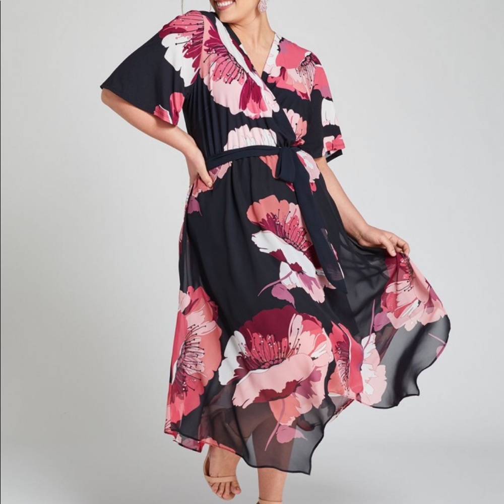 Lane Bryant Pink and Navy Floral Dress size 20